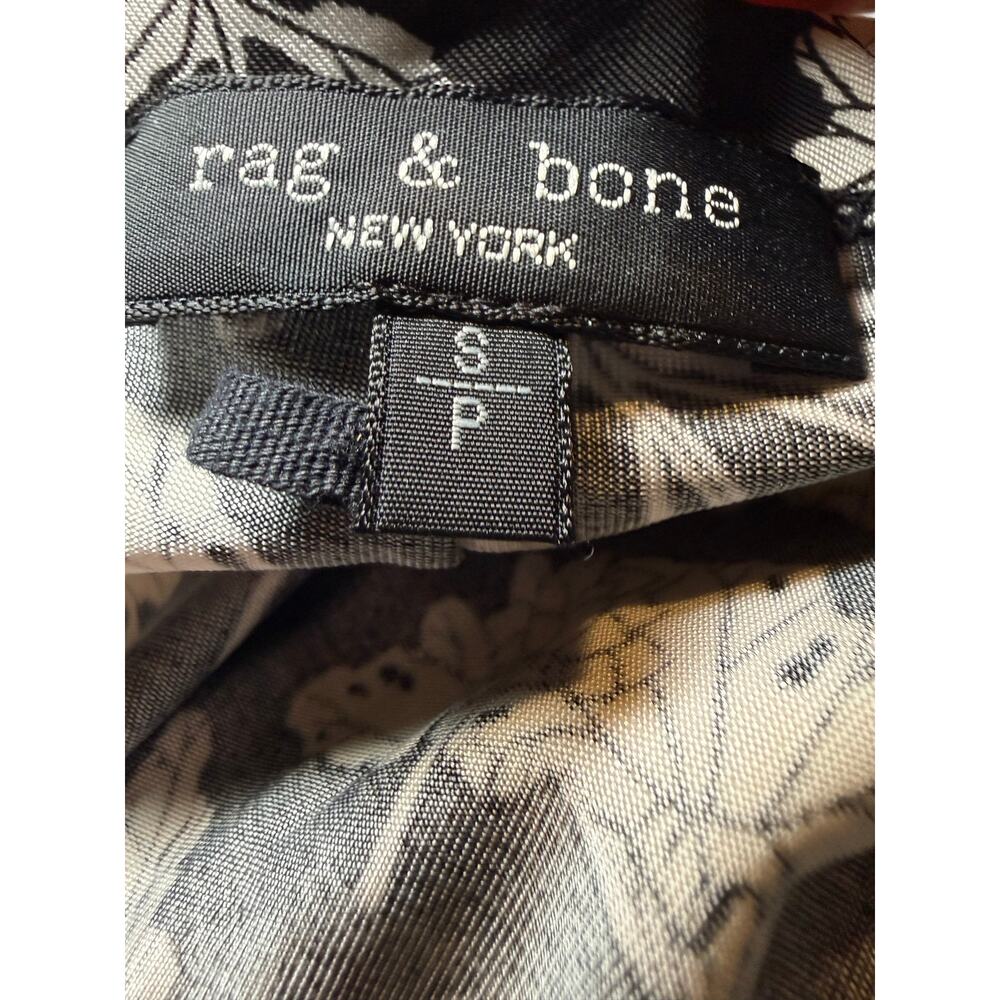 Rag & Bone Black & White Botanical Print Stretch Knit Tee, Women's Size Small - Picture 6 of 7
